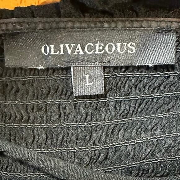 Oliveaceous Women's L Black Smocked Fitted Mini Dress Summer Party Cocktail - Picture 3 of 5